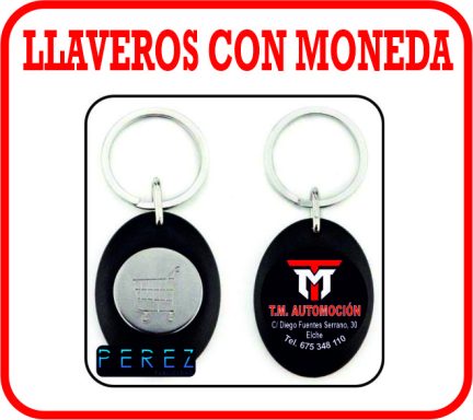 LLAVEROS CON MONEDA PARA EL CARRO