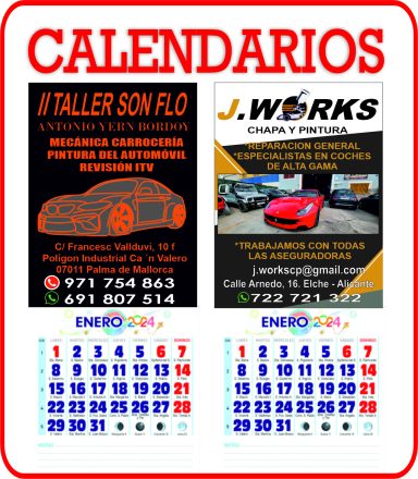CALENDARIOS, DIFERENTES TAMAÑOS